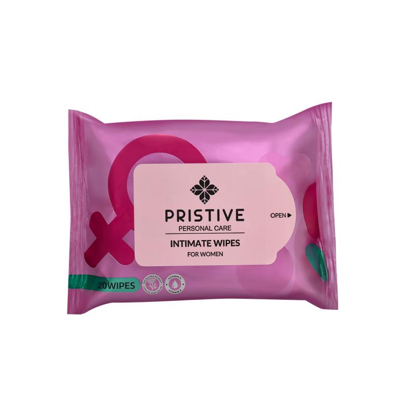 PRISTIVE Intimate Wipes for Women, Sensitive Skin, 20 Wipes